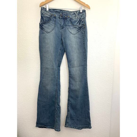 VTG LL Cool J Women's Blue Flare Denim Jeans Sz 5 Y2K Retro Soft 90's - Picture 11 of 12